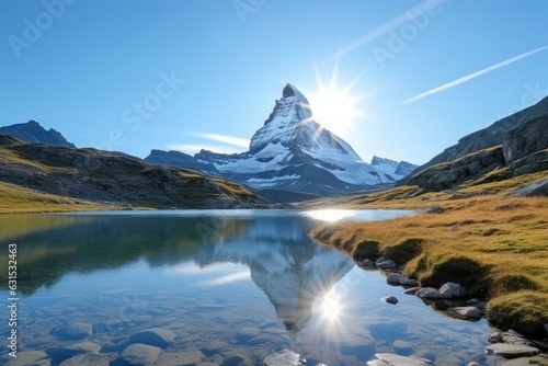 Riffelsee und Matterhorn in den Schweizer Alpen, Generative AI