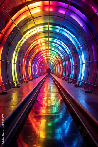 Abstract art. Tunnel with rainbow colors, oil painting. Background. High quality photo