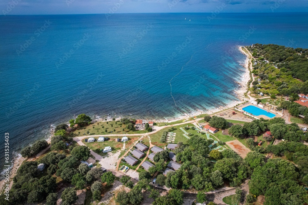 Aerial view of a pristine beach in Croatia in summer