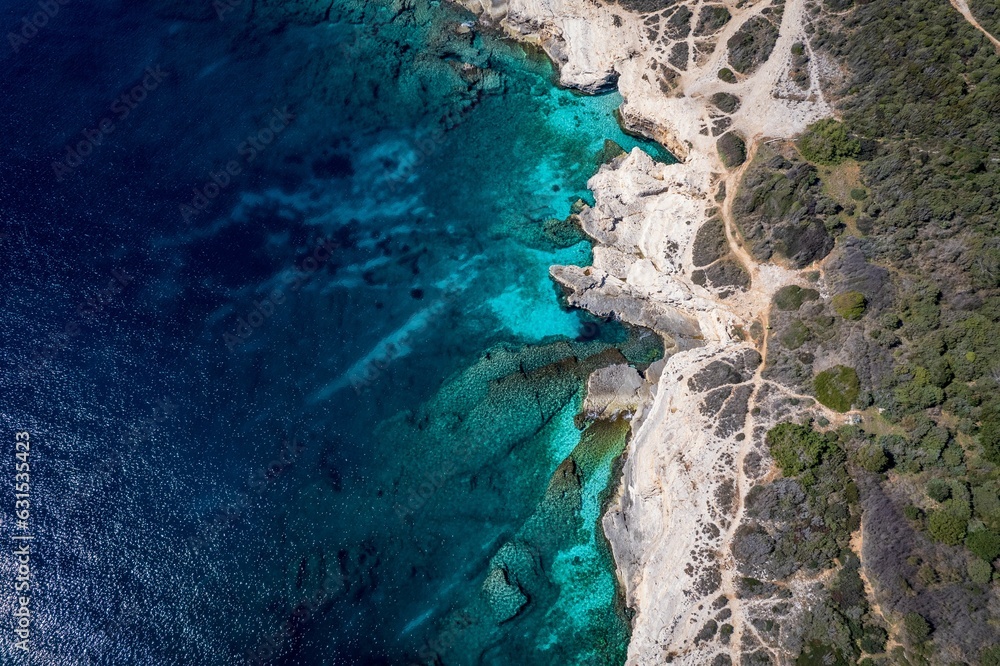 Aerial view of Pula, Croatia, Kamenjan seashore