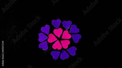 multicolored heart on black background for valentine's day photo