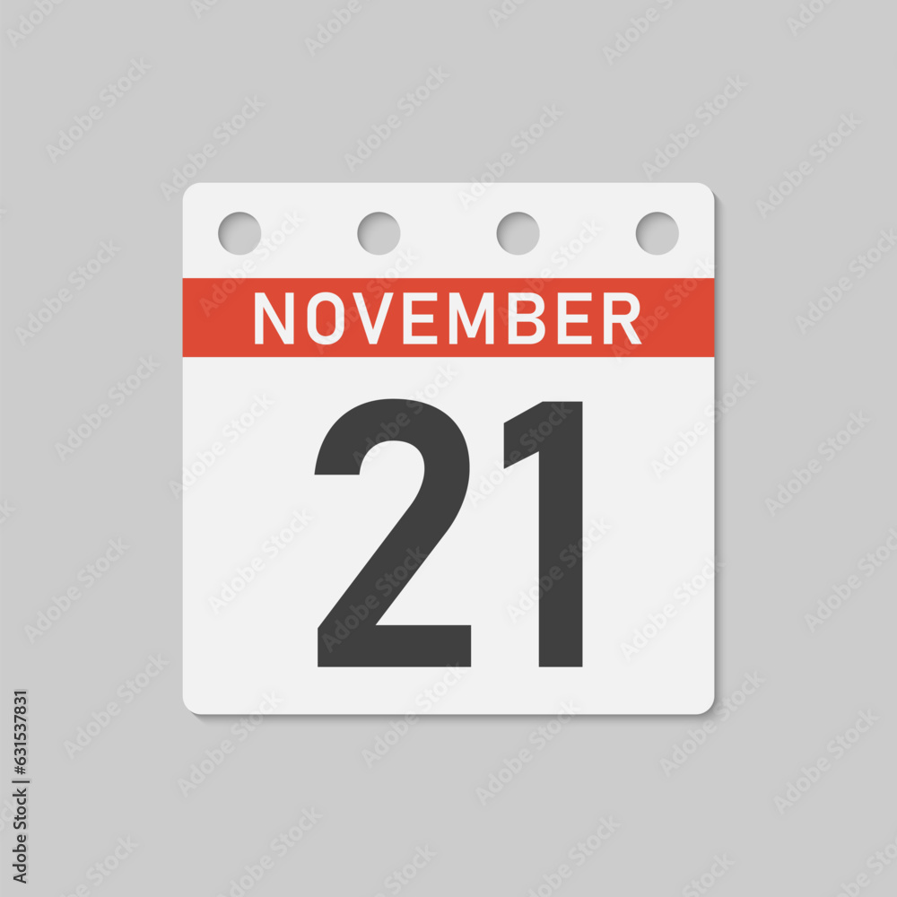 Fototapeta premium Icon page calendar day - 21 November