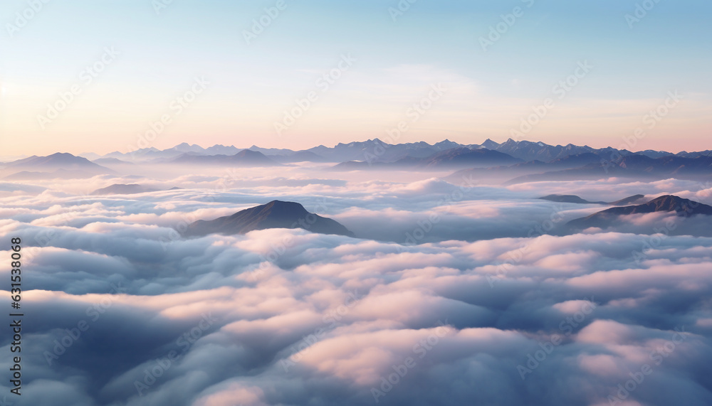 clouds over the mountains, sunset background, made with Generative AI