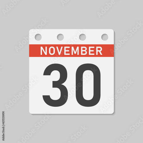 Icon page calendar day - 30 November