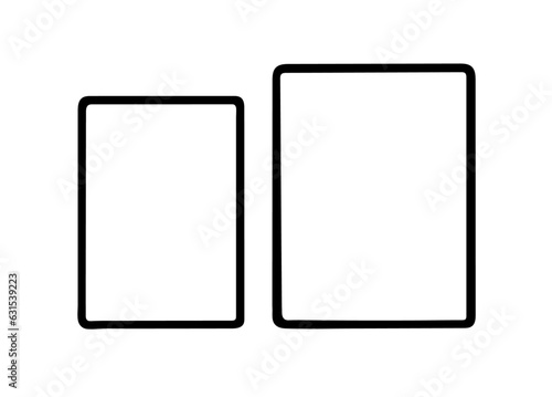 Tablet screen mockup. IPad 11 and 12.9 inches Pro Models in cartoon doodle hand drawn style. Kid cute style VECTORS drawn with pen, pencil or marker.
