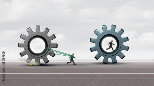 Business efficiency and Optimization or optimize corporate strategy as Ingenious worker using a smarter problem solving strategy to optimize productivity