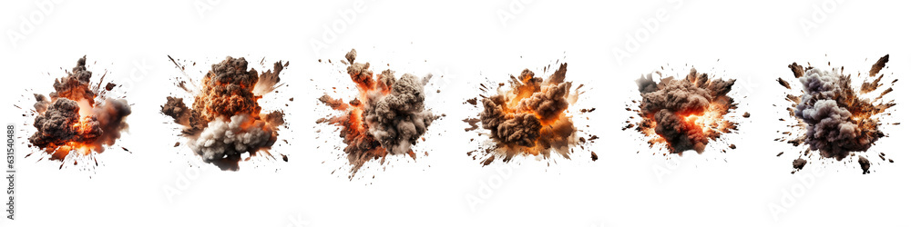 Set of extremely realistic photo of Explosion border down isolated on ...