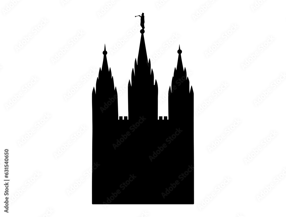 Salt Lake Temple silhouette vector art
