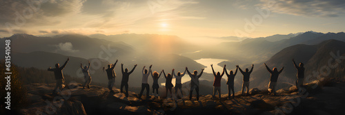 people reaching the objective on top of the mountain 