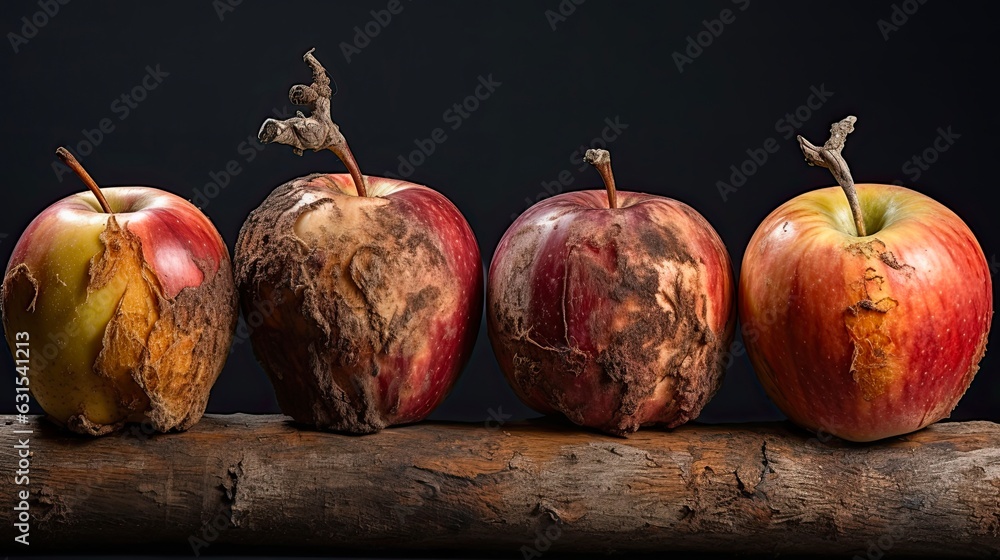 Foto de Five Apples in Various Stages of Decay Bruised, Brown and