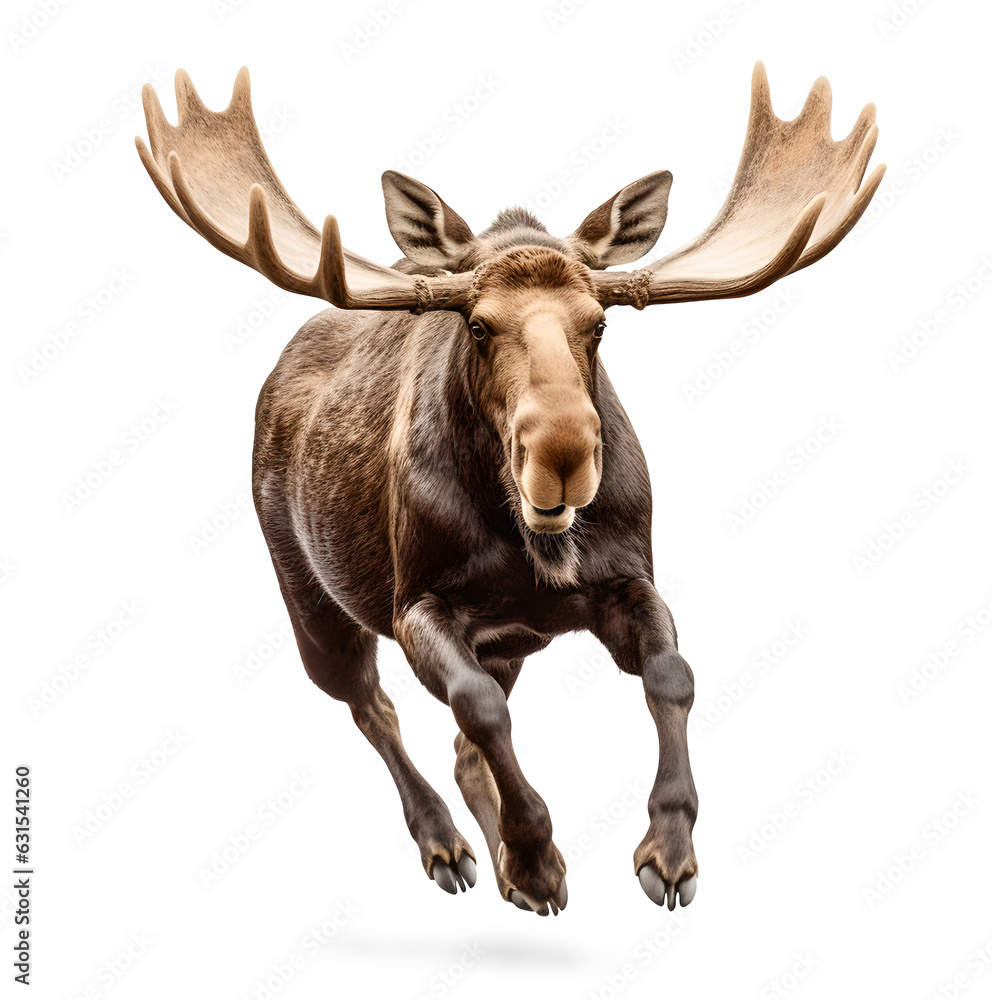 running moose in motion, isolated background running moose in motion, isolated background
