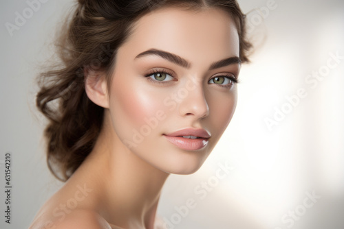 Beautiful woman with natural bridal make up, Generative AI
