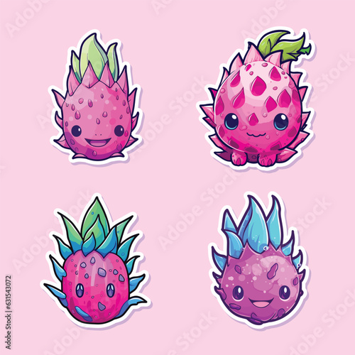 dragonfruit sticker cool colors kawaii clip art illustration