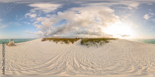 360 equirectangular photo morning on Pensacola Beach Gulf of Mexico sunrise