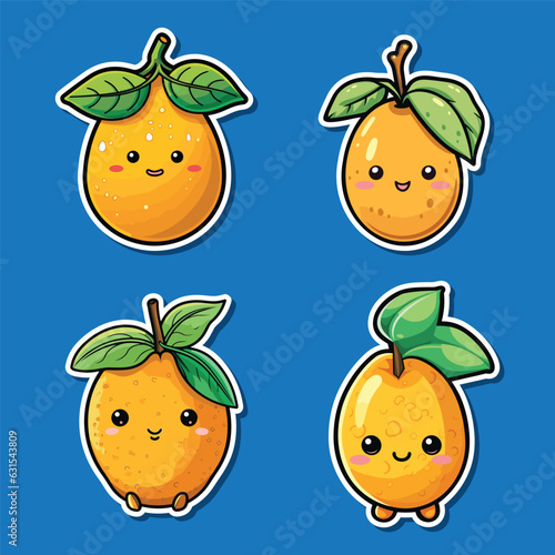 mango sticker cool colors kawaii clip art illustration