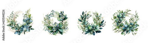 Botanical Wreath Hand Sketched Clip Art Illustration, Christmas frame, winter design. Frame for a monogram. Floral frame for design.