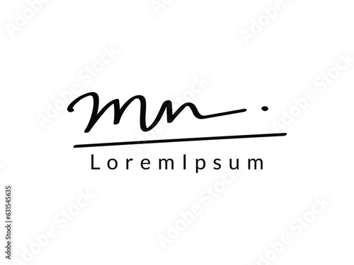abstract MN handwritten logo design
