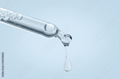 Papier peint Pipette on blue background with dripping liquid