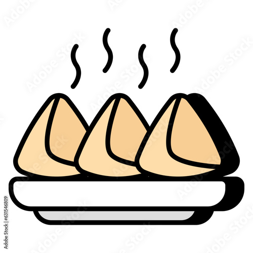 A yummy icon of hot samosa