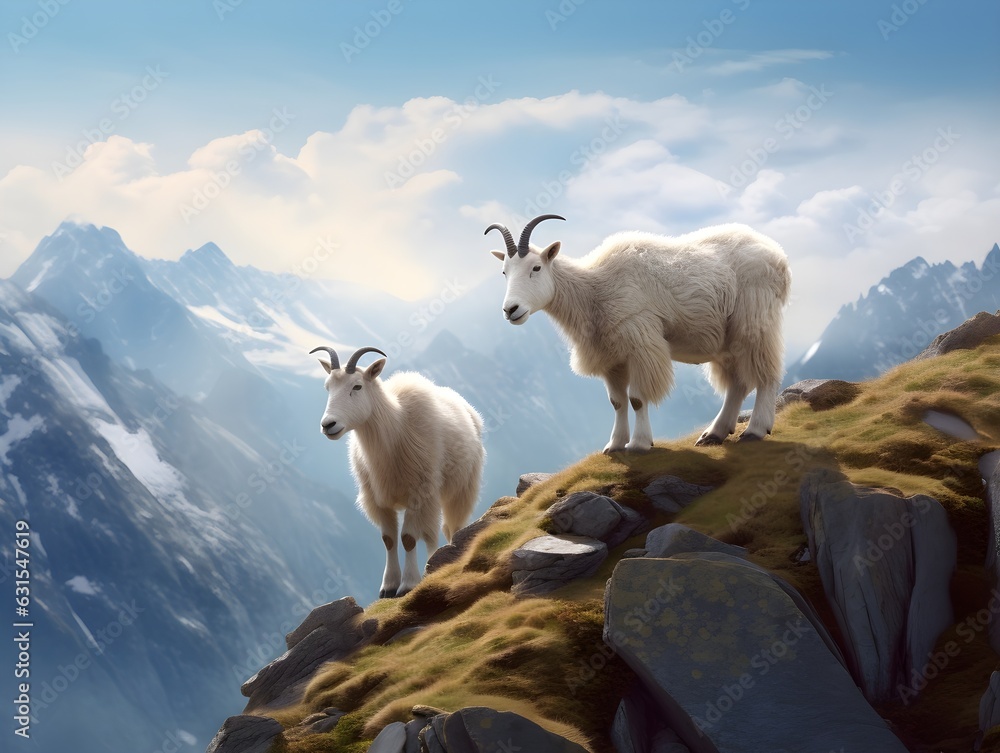 Fototapeta premium Bergziegen: Die geschickten Kletterkünstler der Alpen