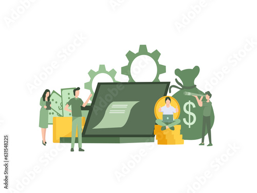 vector illustration of online credit approval, electronic business contract agreement, quick money transfer, financial services, digital investment vector