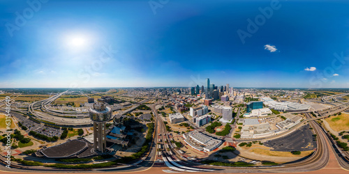 Aerial drone 360 photo Reunion Tower Downtown Dallas Texas USA photo