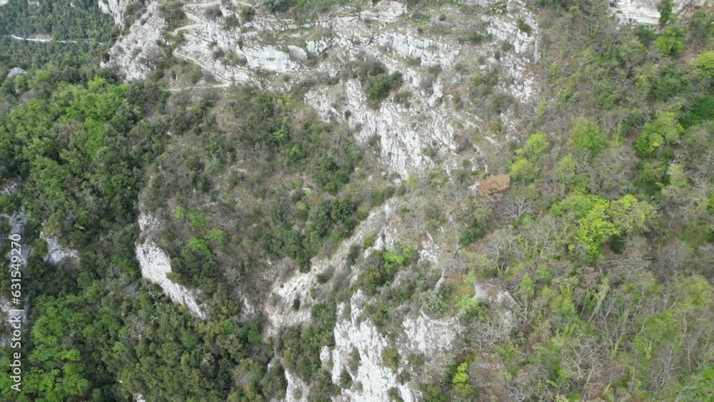 Drone view over the residential buildings on a hill in Gourdon Drone view over the residential buildings on a hill in Gourdon