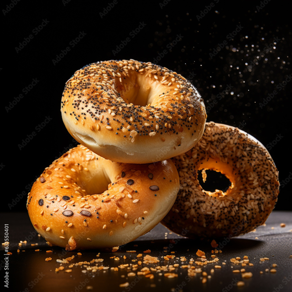 Bagels on a black background Bagels on a black background