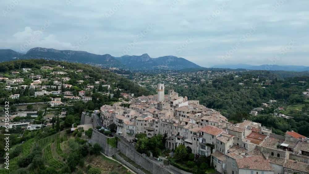 Drone view over the commune Saint Paul de Vence in France Drone view over the commune Saint Paul de Vence in France