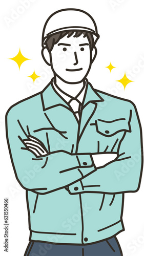 腕組みをする男性作業員
