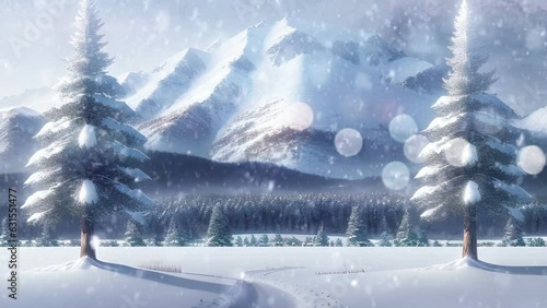 Beautiful scenery of mountain in winter. Seamless loop video