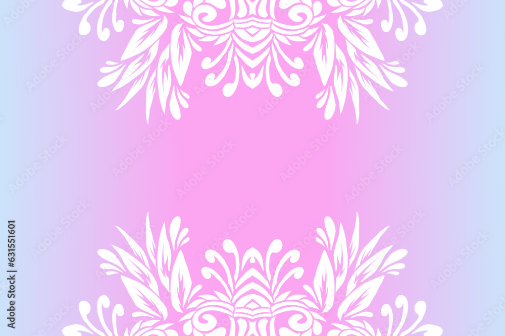 Luxurious nature batik ethnic dayak gradient flower and leaf art design for wedding presentation template 