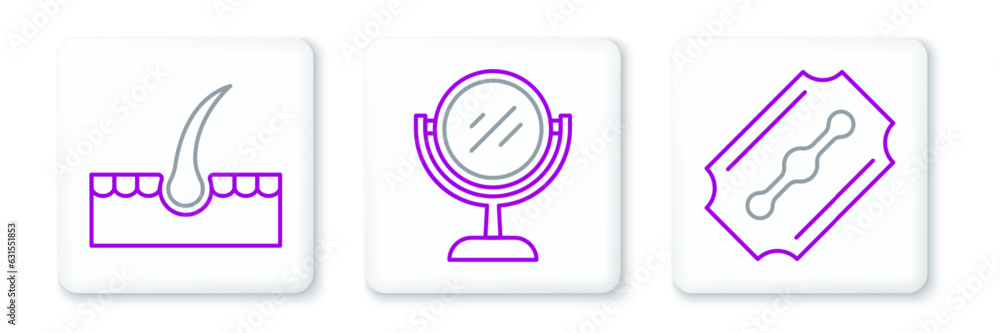 © Oksana - Set line Blade razor, Human hair follicle and Hand mirror icon. Vector © Oksana - Set line Blade razor, Human hair follicle and Hand mirror icon. Vector