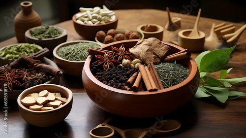 Billede på lærred Chinese herbal medicine ginseng on the table  Healthy Dietary Culture