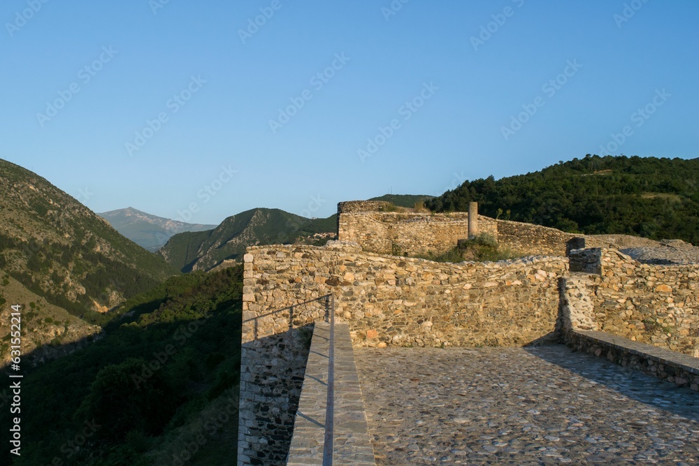 The defensive wall and ruins of Prizren Fortress, the historic hilltop fortress in Kosovo