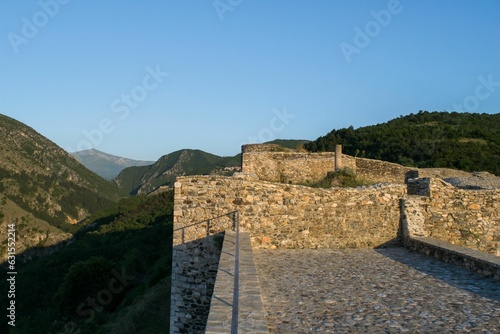 The defensive wall and ruins of Prizren Fortress  the historic hilltop fortress in Kosovo