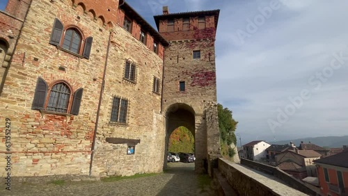 Regular shot of the Castello di Tagliolo Monferrato taken from below with a clear sky photo