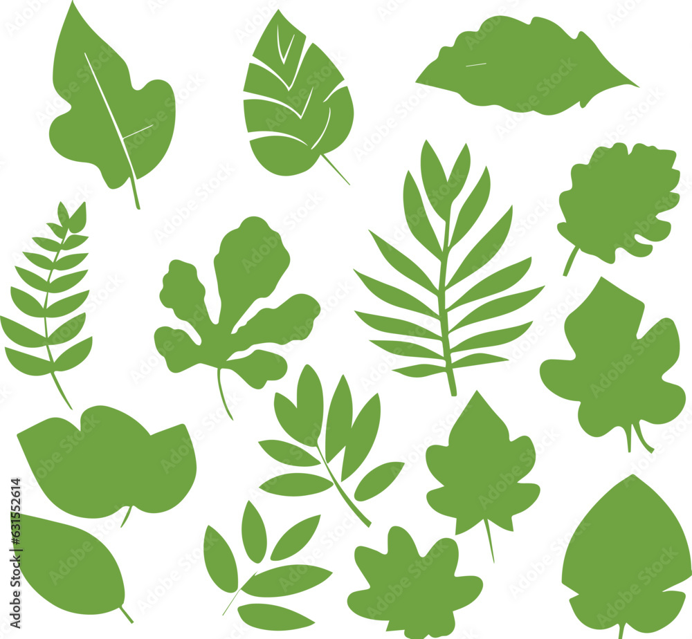 set of green leaves set of green leaves