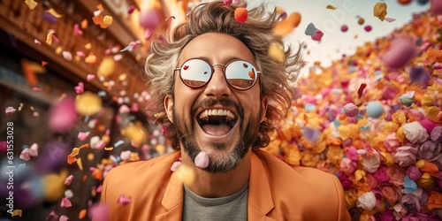 man ecstatic with joy and h...
