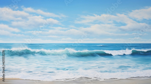 Stunning Photograph Showcasing Mesmerizing Interplay of Waves Creating Exquisite Water Surface Texture Near Sandy Beach. Generative Ai
