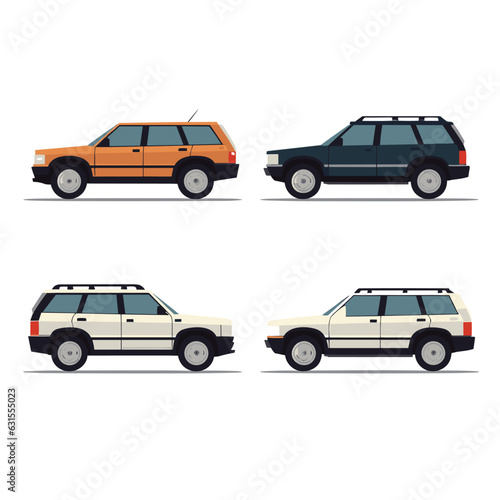 Vector pack of SUV car icons isolated on a white background