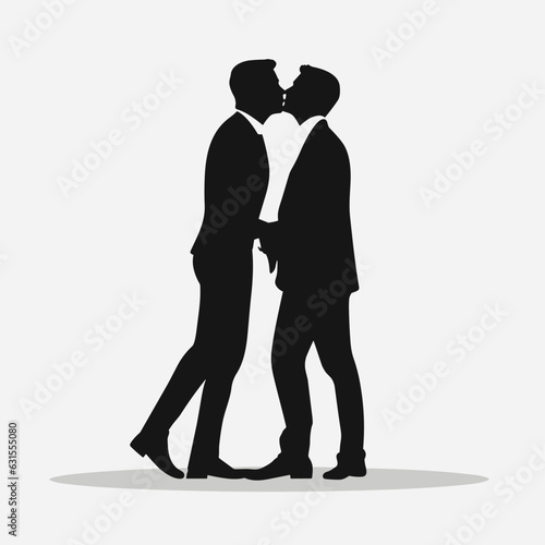 Vector design of a gay couple kissing icon isolated on a gray background