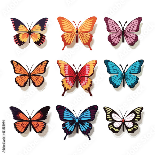 Vector illustration of a collection of vibrantly colored butterflies © Adam Levy1/Wirestock Creators
