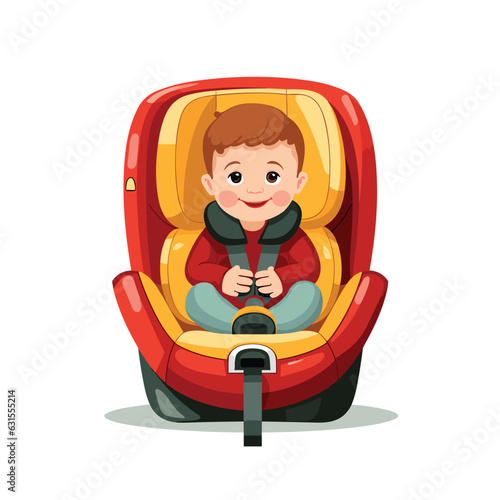 Vector illustration of a young child in a car seat booster