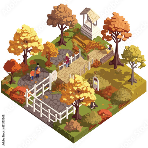 Is an illustration of an isometric park scene