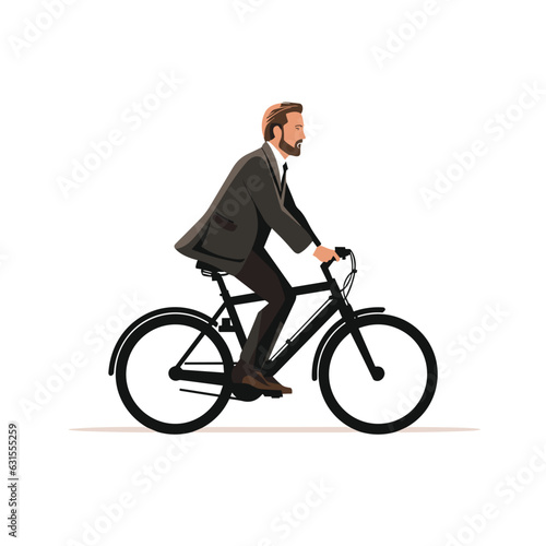 Fototapeta Naklejka Na Ścianę i Meble -  Vector illustration of a businessman riding a bicycle