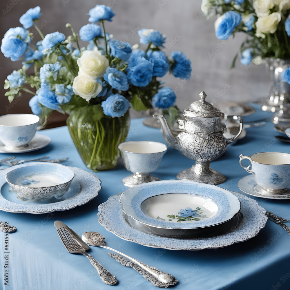 table setting with flowers and cutlery table setting with flowers and cutlery