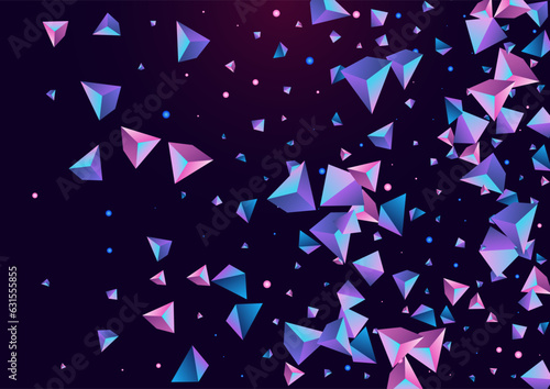 Bright Crystal Vector Dark Violet Background.