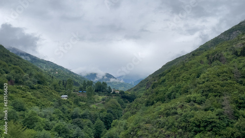 Enchanting mountains covered with green trees in eastern T  rkiye
