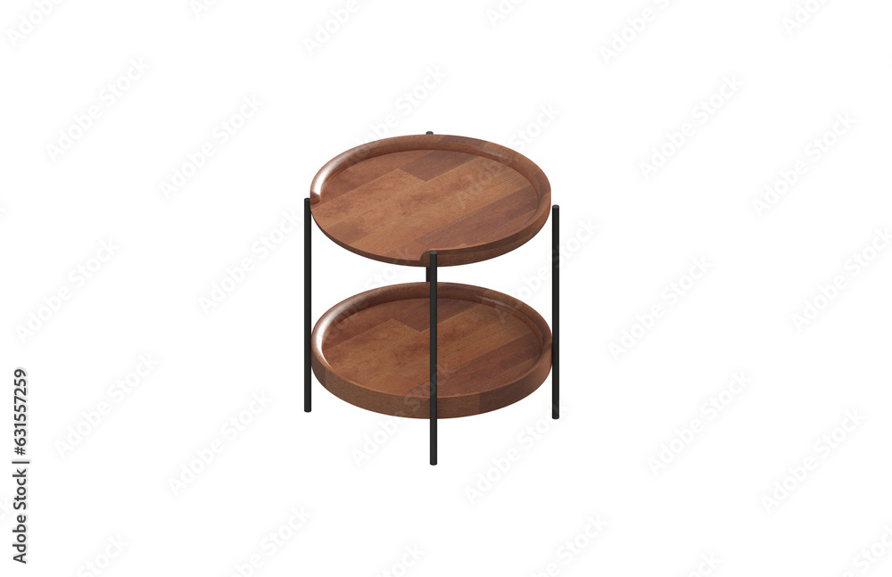 Fototapeta premium round wooden table stack two isolated on transparent background 